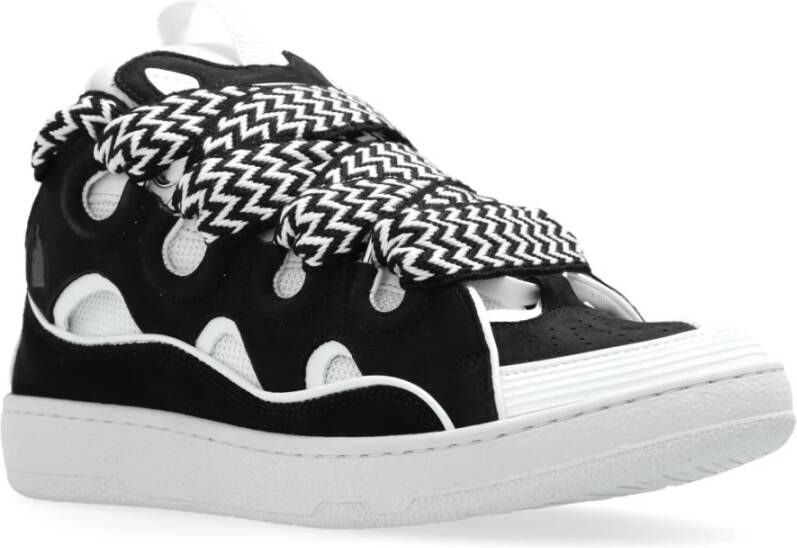 Lanvin Zwarte Curb Sneakers Vrouwen Nappa Suède Black Dames