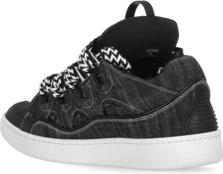 Lanvin Zwarte Denim Sneakers met Herringbone Patroon Black Heren