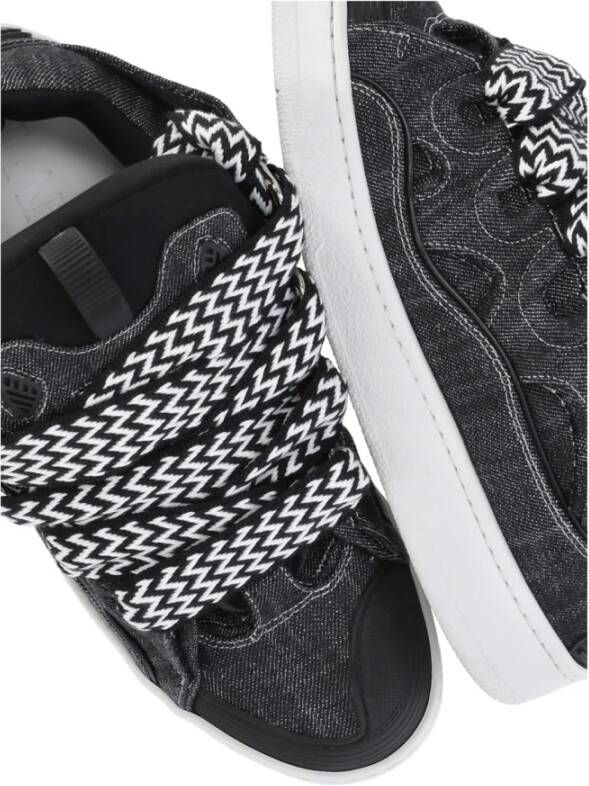 Lanvin Zwarte Denim Sneakers met Herringbone Patroon Black Heren