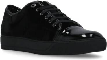 Lanvin Zwarte Katoenen Sneakers Gepolijst Ronde Neus Black Heren