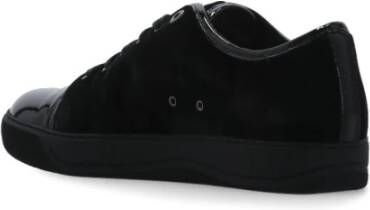 Lanvin Zwarte Katoenen Sneakers Gepolijst Ronde Neus Black Heren