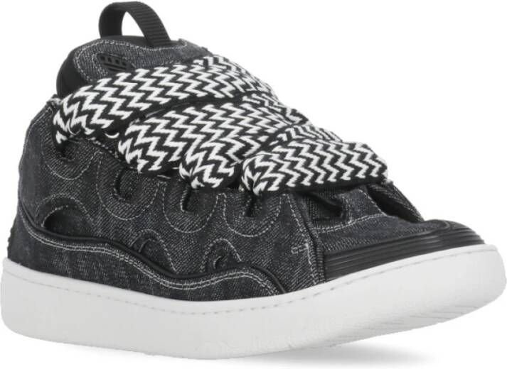 Lanvin Zwarte Katoenen Sneakers met Herringbone Detail Black Dames