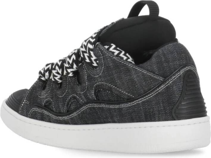 Lanvin Zwarte Katoenen Sneakers met Herringbone Detail Black Dames