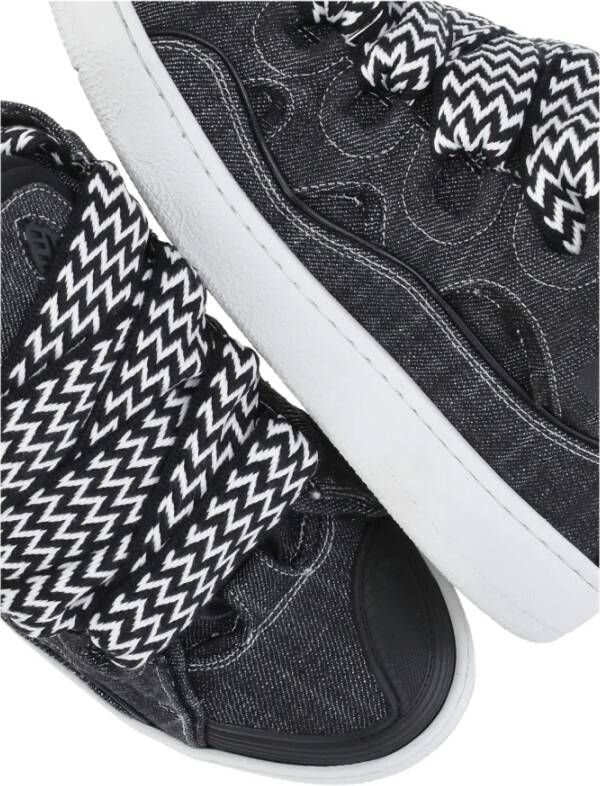 Lanvin Zwarte Katoenen Sneakers met Herringbone Detail Black Dames