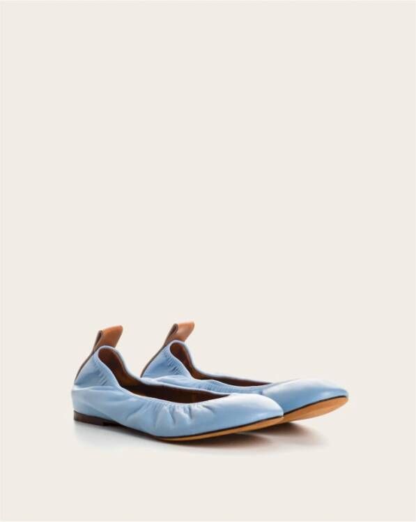 Lanvin Zwarte Leren Ballerina Schoenen Blue Dames