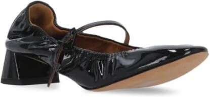 Lanvin Zwarte leren balletschoenen met hak Black Dames