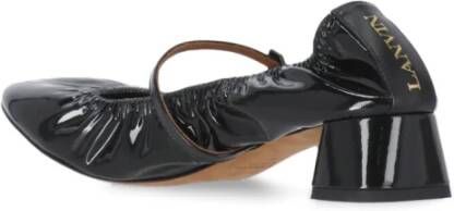 Lanvin Zwarte leren balletschoenen met hak Black Dames