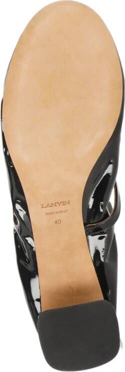 Lanvin Zwarte leren balletschoenen met hak Black Dames