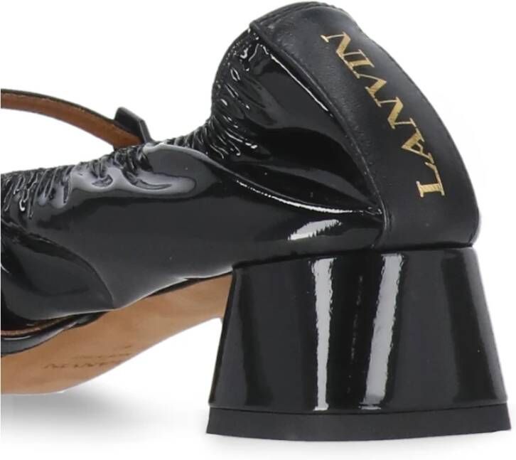 Lanvin Zwarte leren balletschoenen met hak Black Dames