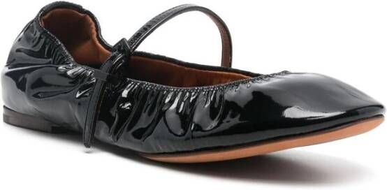 Lanvin Zwarte Leren Gesp-Schoenen Black Dames