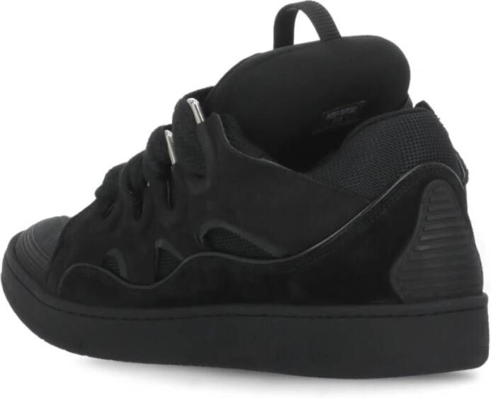 Lanvin Zwarte Leren Sneakers met Ademende Details Black Heren