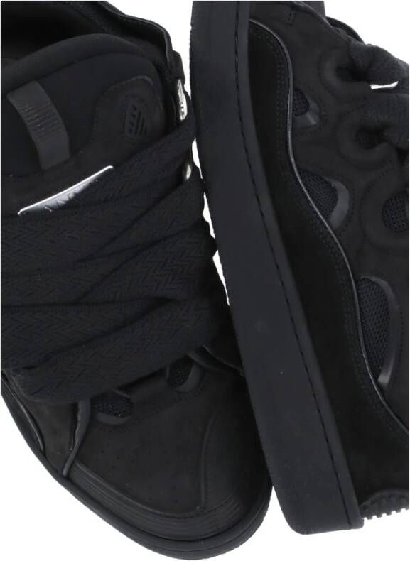 Lanvin Zwarte Leren Sneakers met Ademende Details Black Heren