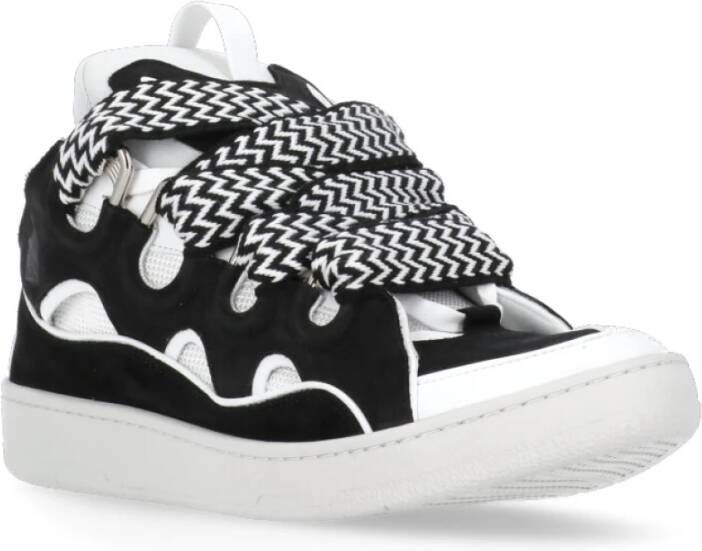 Lanvin Zwarte Leren Sneakers met Logo Detail Black Dames