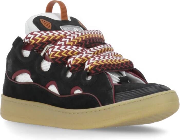 Lanvin Zwarte Leren Sneakers met Logo Detail Black Dames