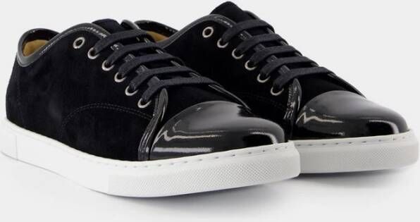 Lanvin Zwarte Leren Sneakers met Rubberen Zool Black Dames