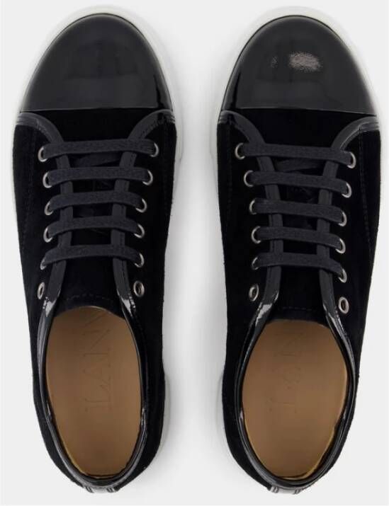 Lanvin Zwarte Leren Sneakers met Rubberen Zool Black Dames