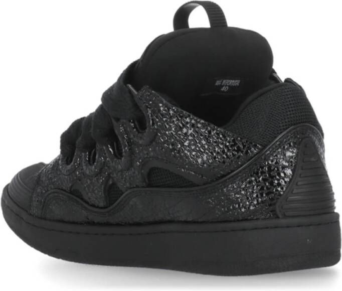 Lanvin Zwarte Leren Sneakers Ronde Neus Black Dames