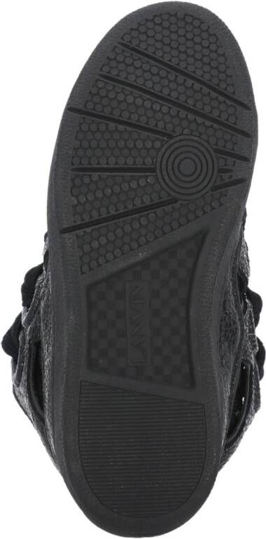 Lanvin Zwarte Leren Sneakers Ronde Neus Black Dames