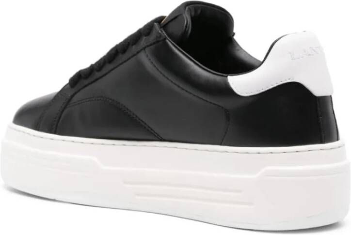 Lanvin Zwarte Plateau Sneakers Logo Rubberen Zool White Dames