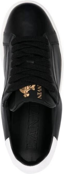 Lanvin Zwarte Plateau Sneakers Logo Rubberen Zool White Dames