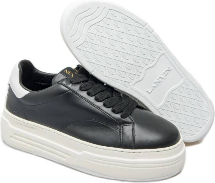 Lanvin Zwarte Plateau Sneakers Logo Rubberen Zool White Dames