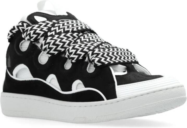 Lanvin Zwarte Sneakers met Vlechtwerk Veters Black Dames