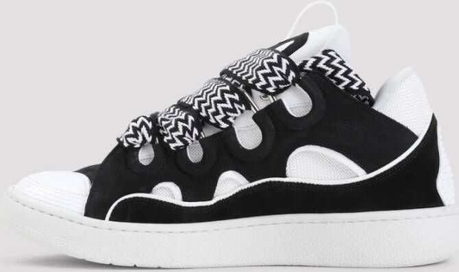 Lanvin Zwarte Suède Sneakers met Geperforeerde Details Black Heren