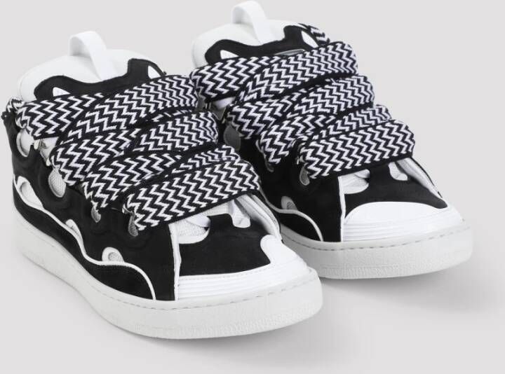 Lanvin Zwarte Suède Sneakers met Geperforeerde Details Black Heren