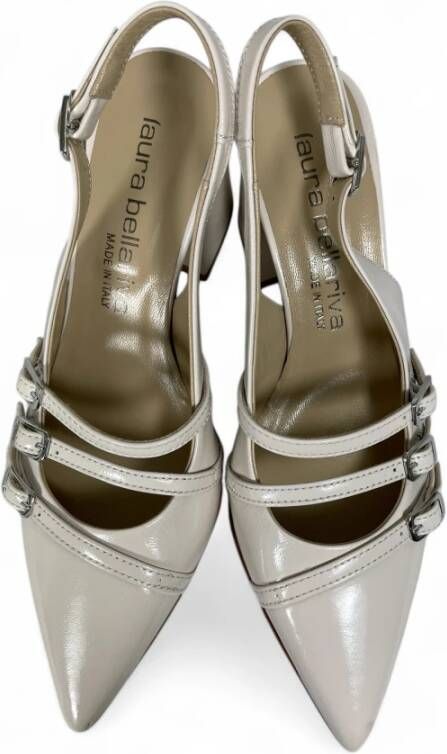 Laura Bellariva Slingback pumps met gespen en kitten hak Beige Dames