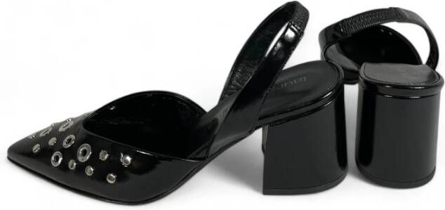 Laura Bellariva Zwarte leren slingback pumps met oogjes Black Dames