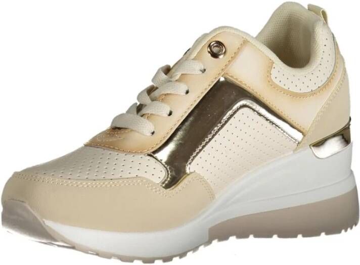 Laura Biagiotti Beige Sneaker met Rits en Plateau Beige Dames