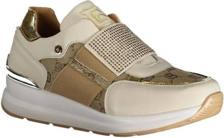 Laura Biagiotti Contrast Logo Elastische Sneakers Vrouwen Beige Dames