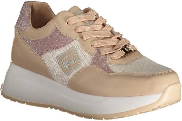 Laura Biagiotti Geborduurde Platform Sneaker Contrast Details Beige Dames