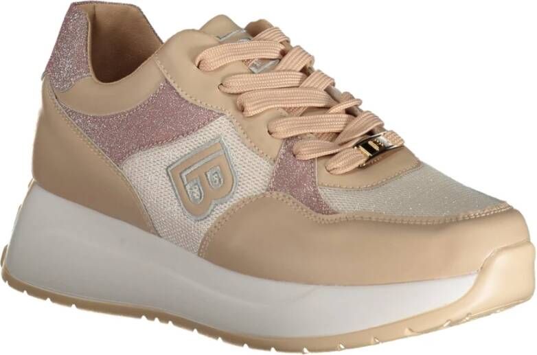 Laura Biagiotti Sportieve Beige Veterschoenen met Borduurwerk Beige Dames