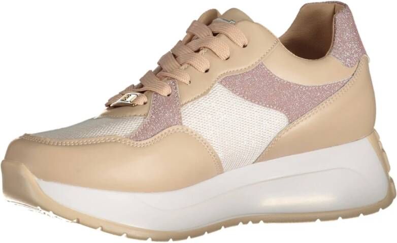 Laura Biagiotti Sportieve Beige Veterschoenen met Borduurwerk Beige Dames