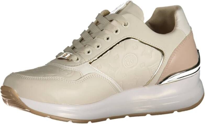 Laura Biagiotti Sportieve Beige Veterschoenen met Logo Print Beige Dames