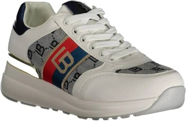 Laura Biagiotti Witte Polyester Sneakers met Veters Contrastdetails Borduursel Logo Multicolor Dames