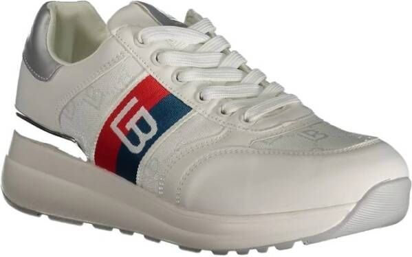 Laura Biagiotti Witte Polyester Sneakers met Veters Contrastdetails Borduursel Logo White Dames