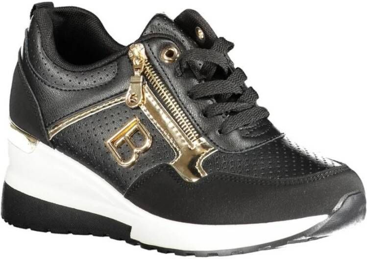 Laura Biagiotti Zwarte Platform Sneaker met Zijrits Black Dames