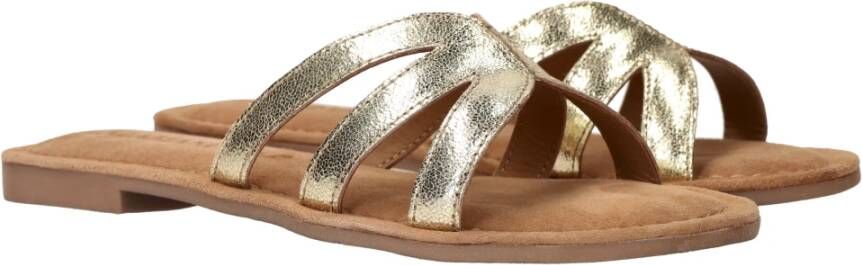 Lazamani Metallic Gouden Leren Slippers Yellow Dames