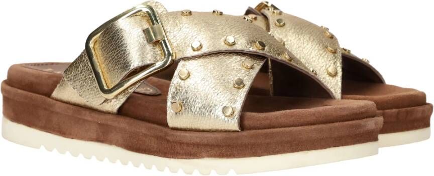 Lazamani Metallic Gouden Studded Slipper Yellow Dames