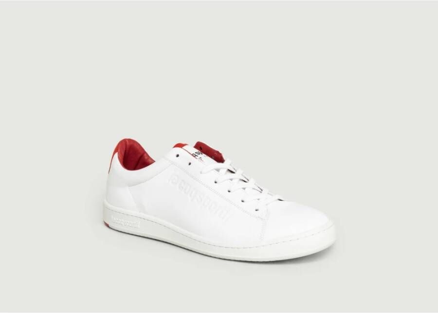 Le Coq Sportif Rode Italiaans Leren Lage Sneakers White Dames