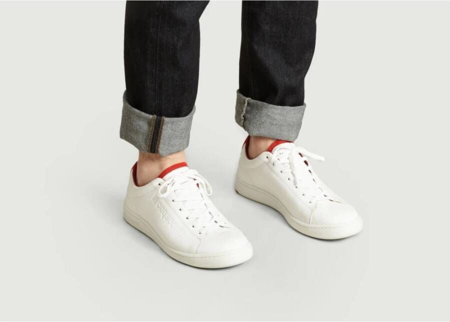 Le Coq Sportif Rode Italiaans Leren Lage Sneakers White Dames