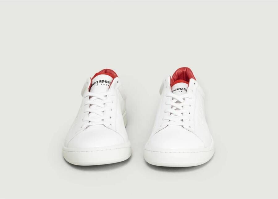 Le Coq Sportif Rode Italiaans Leren Lage Sneakers White Dames