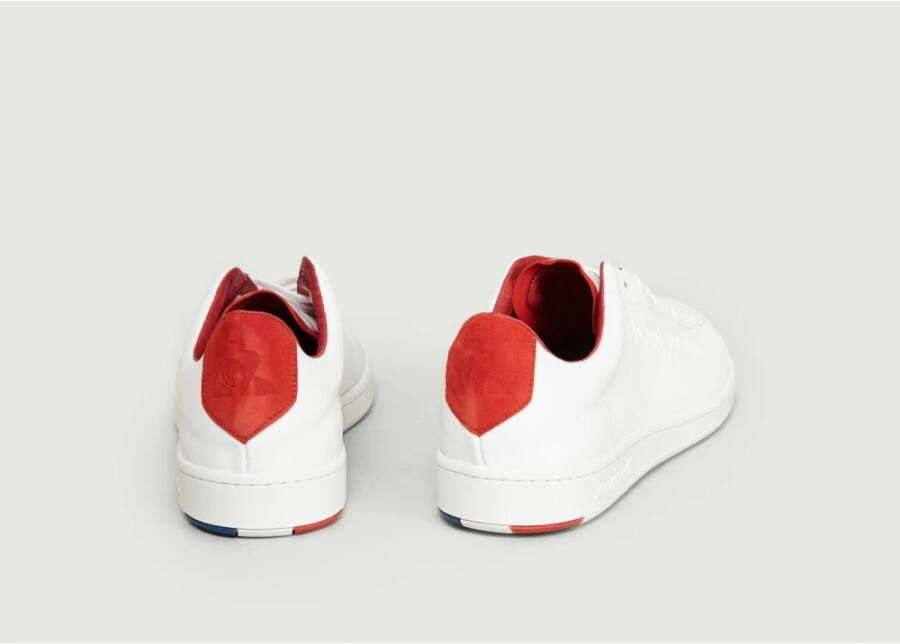 Le Coq Sportif Rode Italiaans Leren Lage Sneakers White Dames