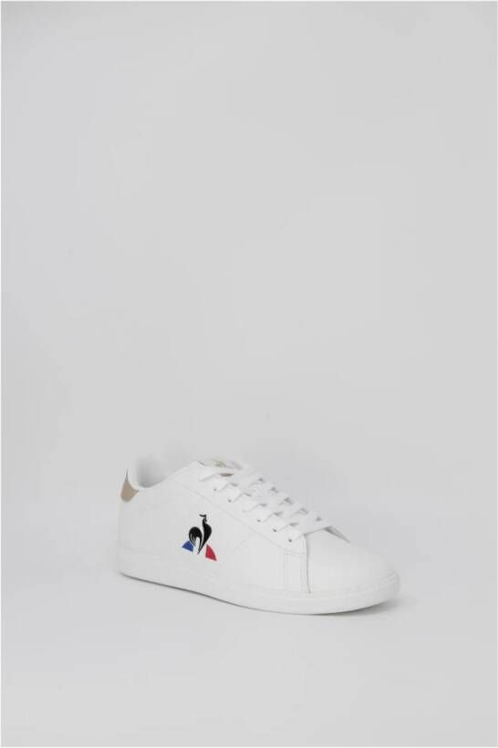 Le Coq Sportif Witte Leren Veterschoenen Rubberen Zool White Heren