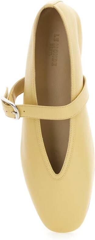 Le Monde Beryl Beige Leren Ballerina met Gespband Beige Dames