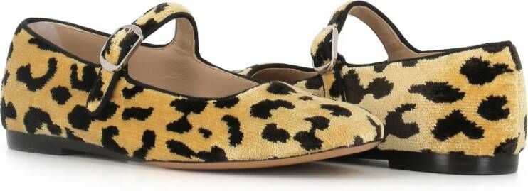 Le Monde Beryl Bruine Luipaardprint Velvet Ballerina Flats Brown Dames