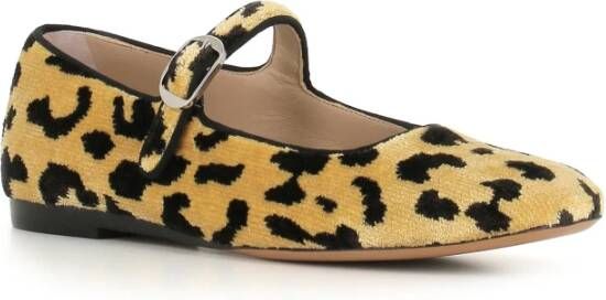 Le Monde Beryl Bruine Luipaardprint Velvet Ballerina Flats Brown Dames