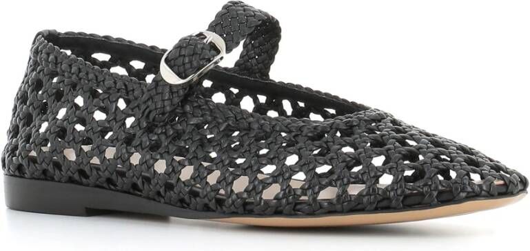 Le Monde Beryl Handgeweven Zwarte Leren Ballerina Flats Black Dames